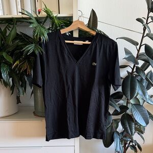 Lacoste Classic Black V-Neck Tee